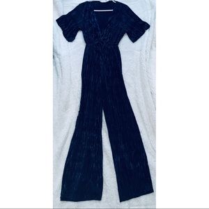 METALLIC SURPLICE JUMPSUIT